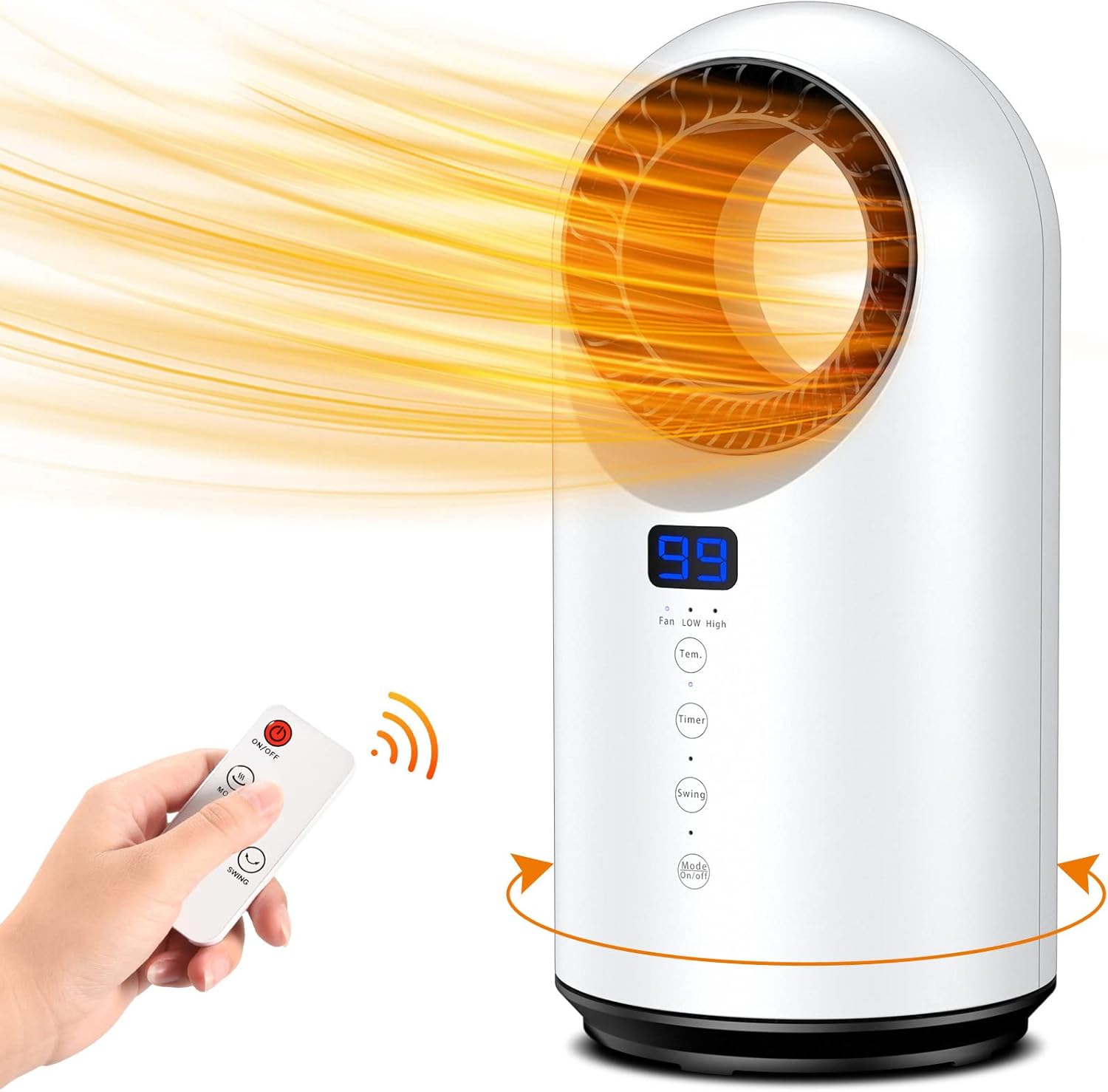 WAPEMORK Space Heater for Indoor Use - Portable Personal Electric Heaters, Small Bladeless Heater Fan with Adjustable Comfort Control Thermostat, Safe and Quiet for Bathroom Office Desk Baby Room (Black)