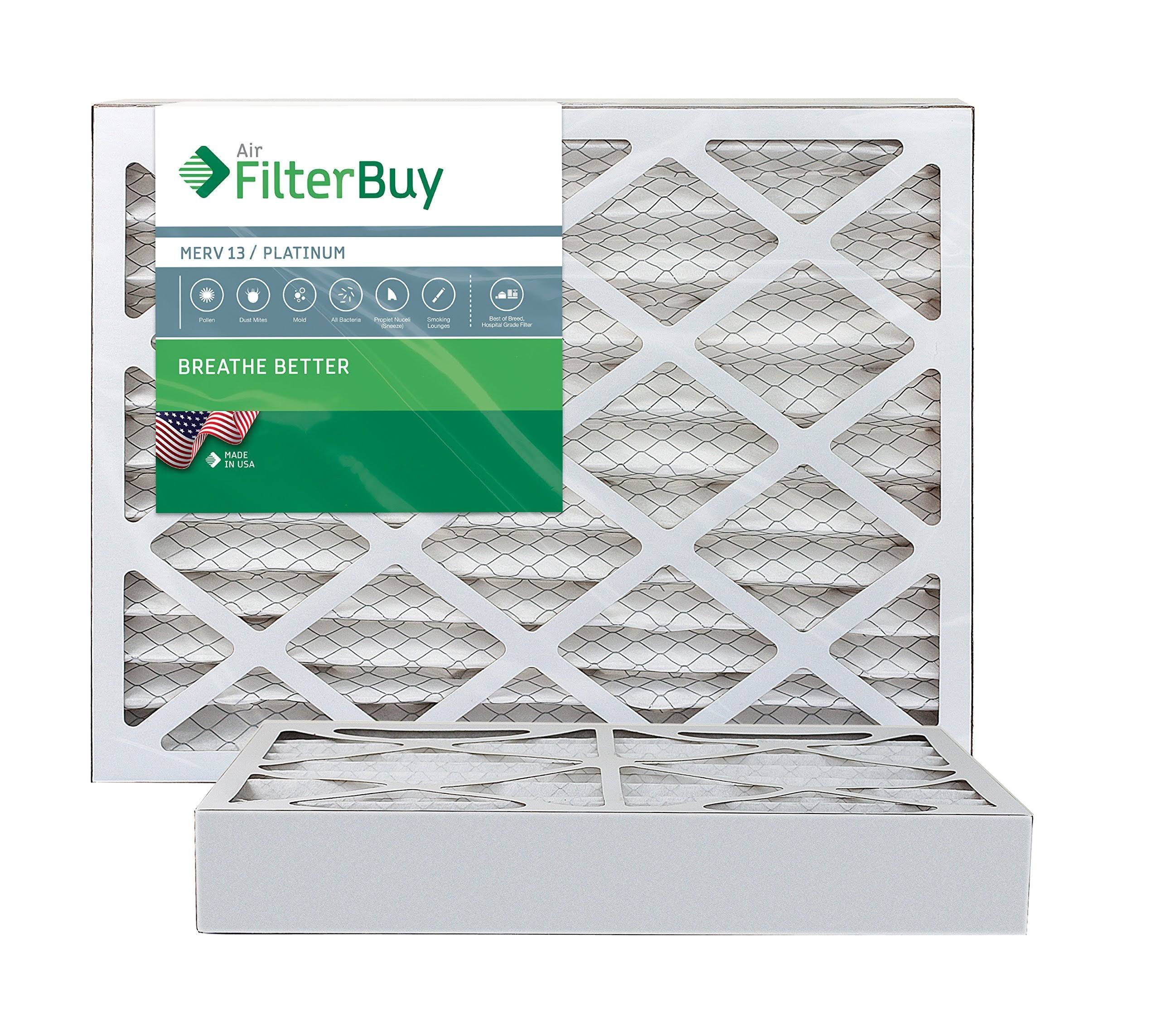 Filterbuy 16x25x4 Air Filter MERV 13, Pleated HVAC AC Furnace Filters (2-Pack, Platinum)