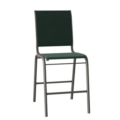 Reliance Stacking Patio Dining Side Chair Telescope Casual Frame Color: Textured Silver, Seat Color: Forest Green 22D
