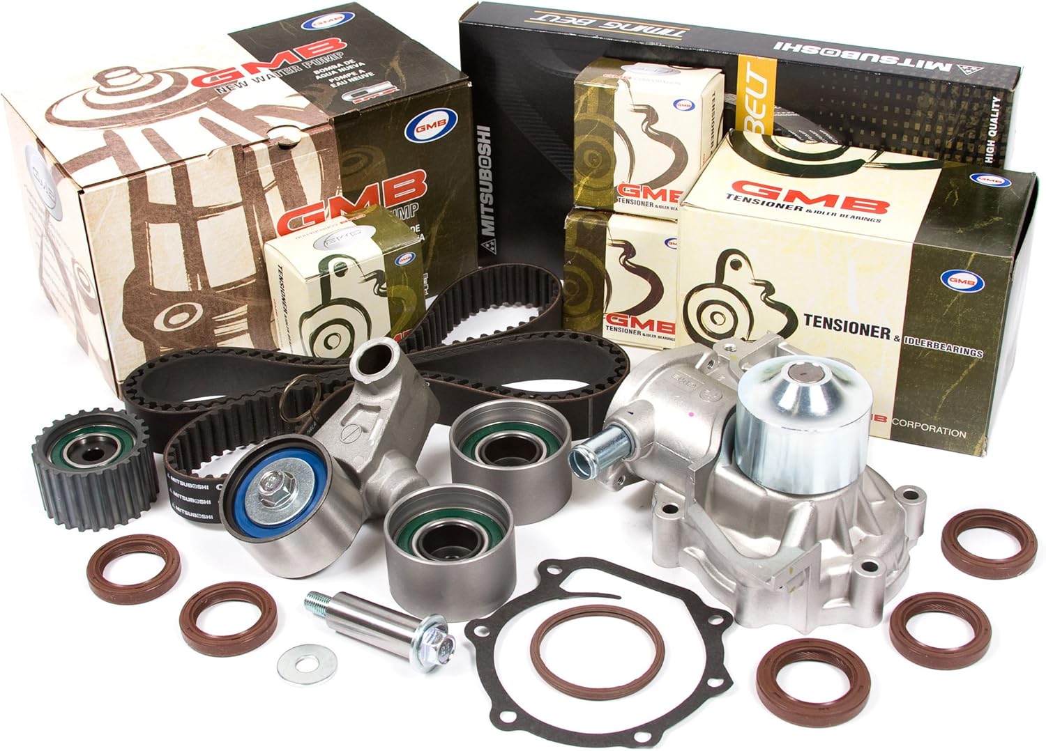 Evergreen TBK277AMWP Compatible With 98 Subaru Outback Forester EJ25 Timing Belt Kit GMB Water Pump