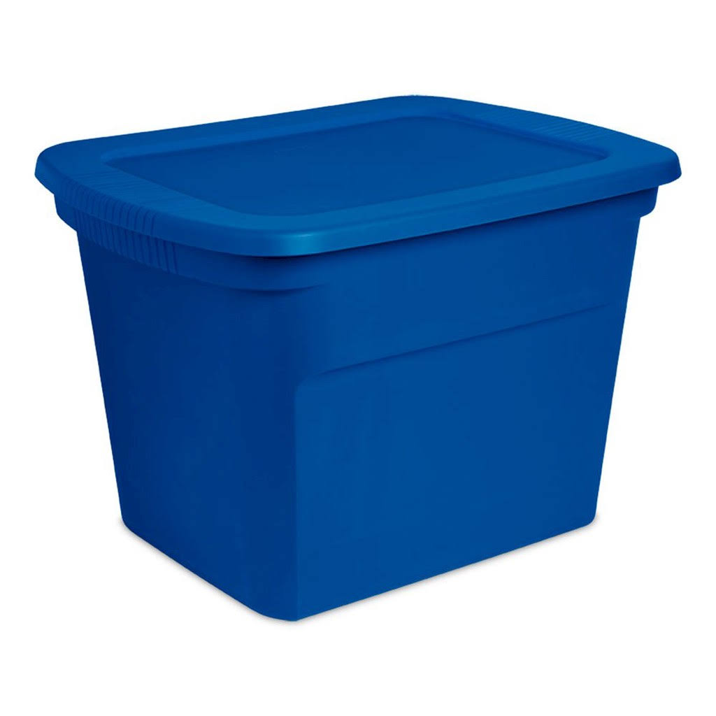Sterilite 18 Gallon Plastic Stackable Storage Tote Container Box Blue 16 Pack