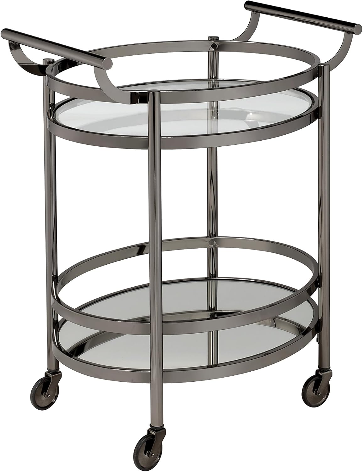 ACME Lakelyn Serving Cart - 98190 - Brushed Bronze & Clear Glass