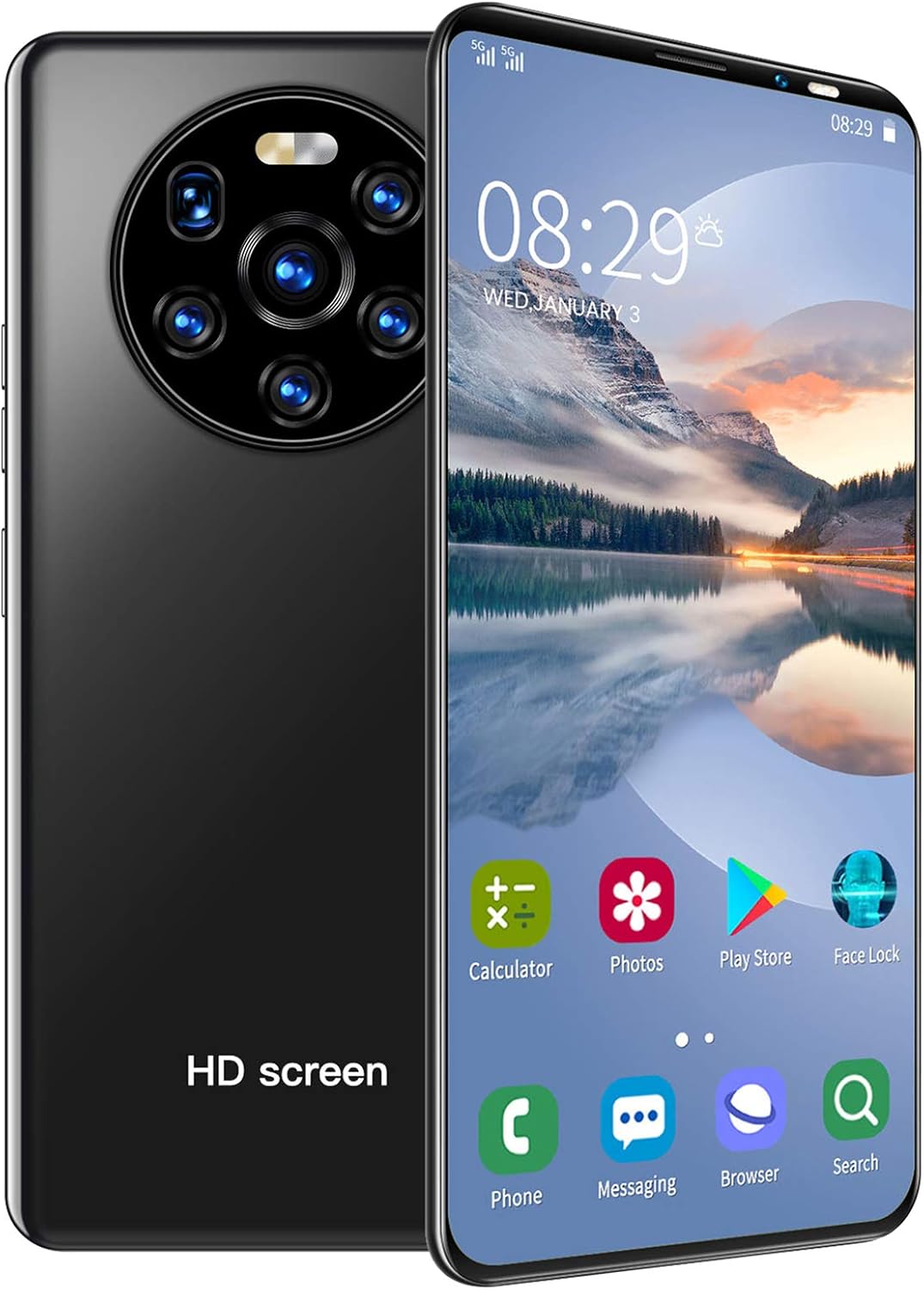 5.45in HD Screen Smartphone, Face Recognition and Fingerprint Unlocking Android Phone Dual Card Dual Standby 1GB+8GB(Green) Pack of 2