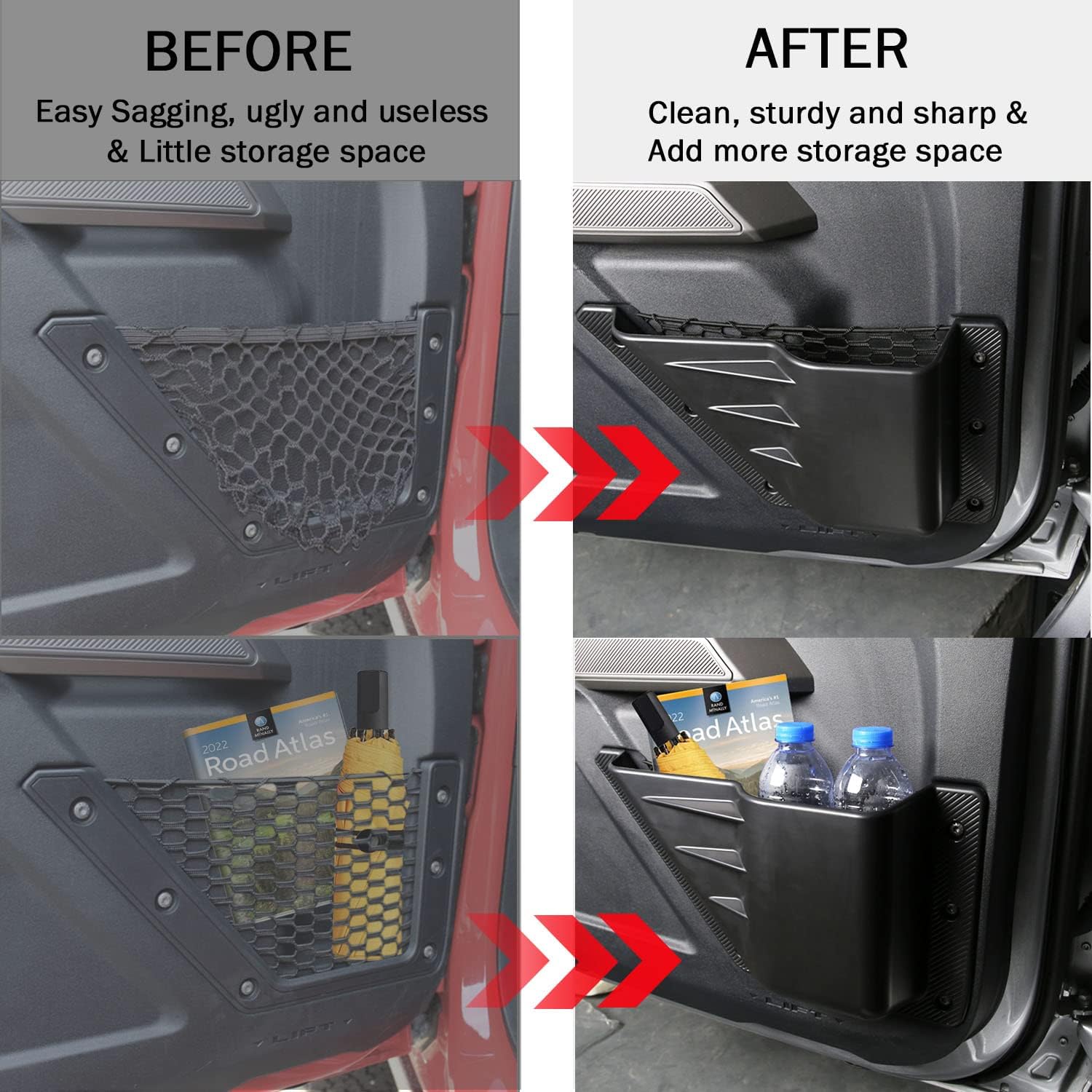 ANMOSVO for Ford Bronco Front Door Storage Pockets - Door Side Insert Organizer Box for Bronco 2021 2022 2/4 Door Interior Storage Expansion Accessories