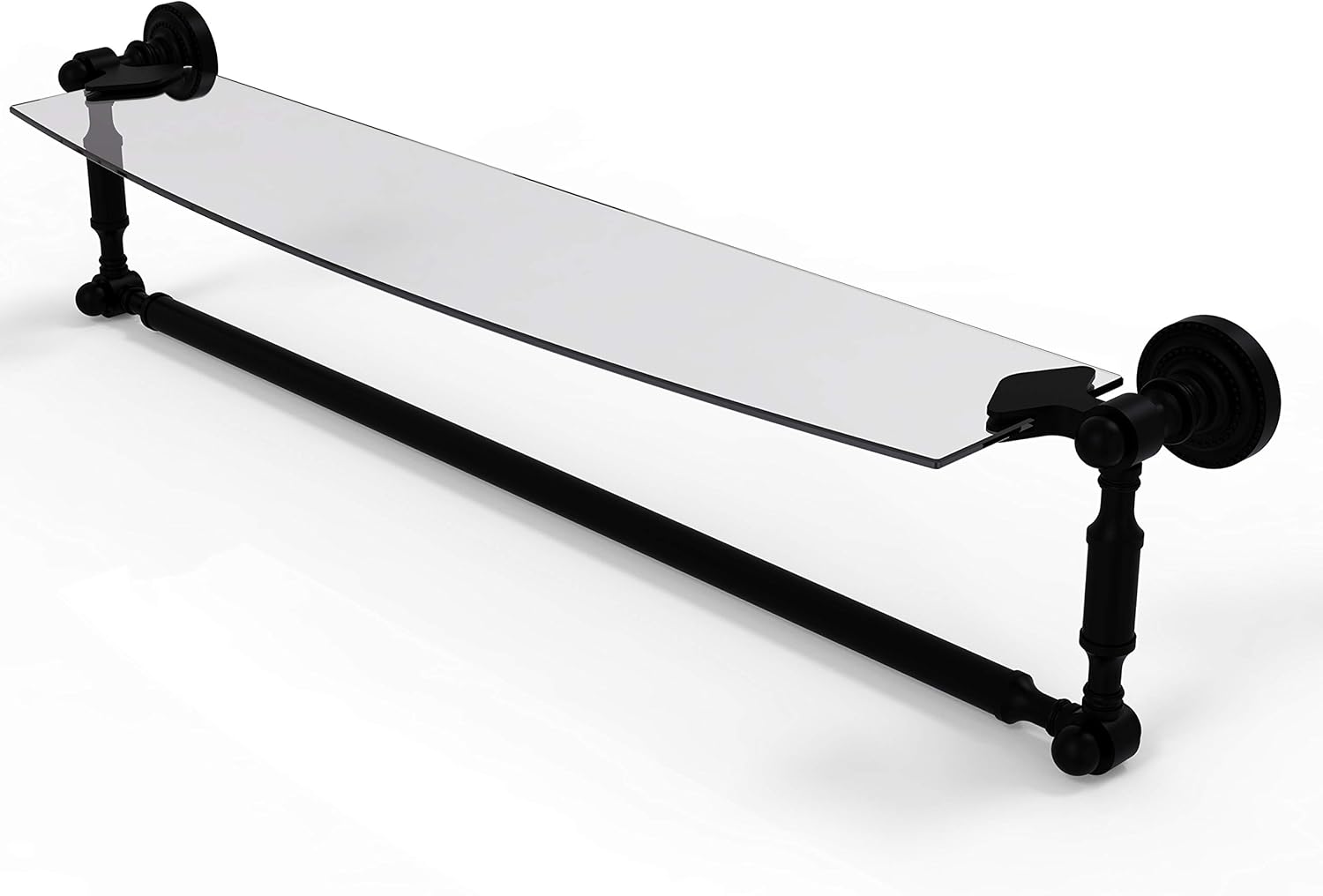 Allied Brass DT-33TB/24-BKM Glass Shelf with Towel Bar, 24-Inch x 5-Inch, Matte Black