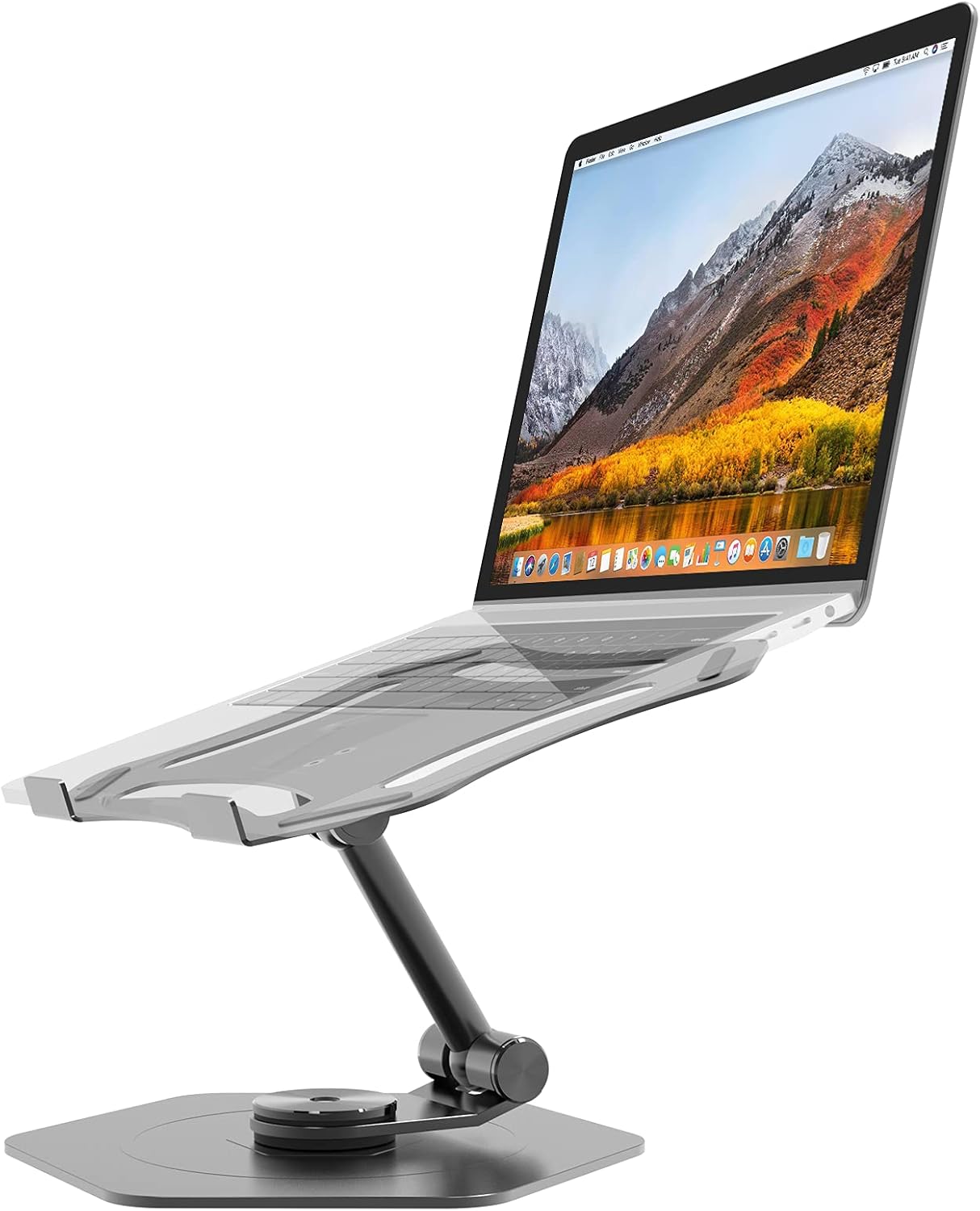 Swivel Adjustable Laptop Stand - 360° Rotating of Aluminum Notebook Stand with Mechanical Sound - Laptop Stand for Desk Compatible with 10-15.6 inch Laptop, (Silver) Pack of 2