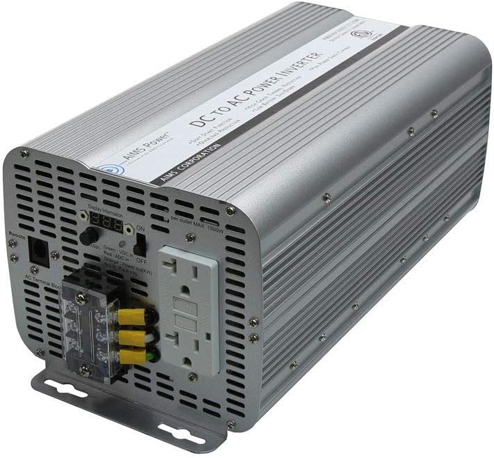 AIMS Power 3000 Watt Modified Sine Power Inverter 12Volt DC to 120 Volt AC ETL Certified to UL 458 with GFCI Outlets and AC Terminal Block