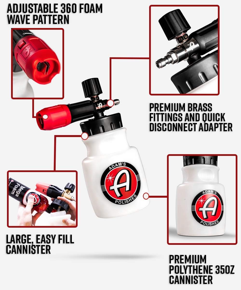Adam's Premium Foam Cannon - Custom Snow Foam Cannon Soap Sprayer for Car Wash | Sprayer Cannister for Pressure Washer Pack of 2