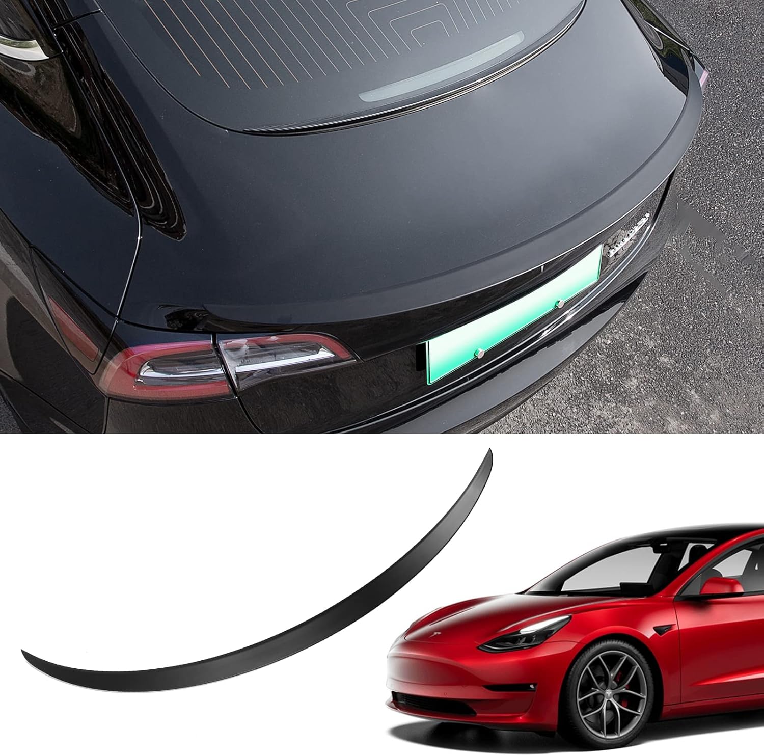 Kingna Spoiler Wing Fit Tesla Model 3 2017-2022 Spoiler Wing Performance Car Rear Spoiler Tesla Model 3 Accessories (Glossy Carbon Fiber Pattern) Pack of 2