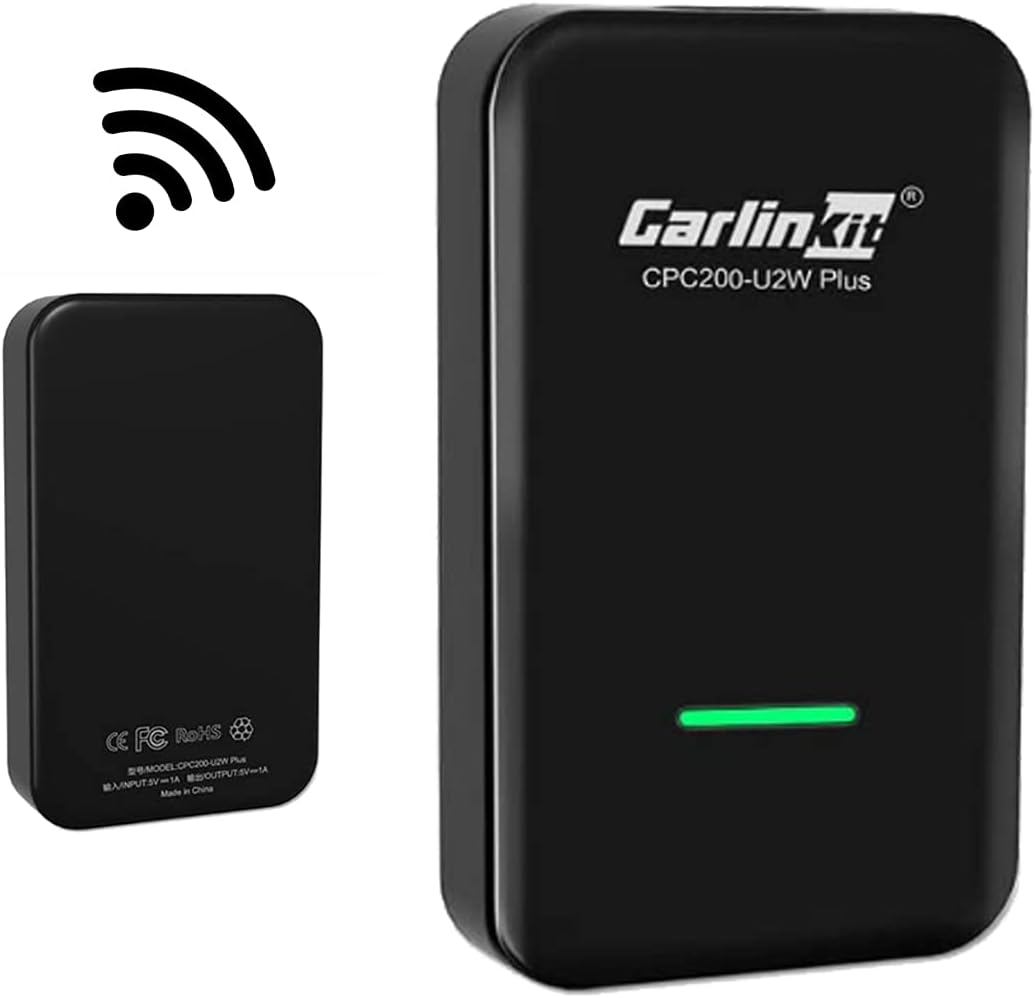 2022 Wireless CarPlay Adapter USB for Factory Wired CarPlay Cars Multimedia Plug&Play Dongle Convert One-Button Update, Easy Setup Support IOS10 Above Wired to Wireless CarPlay Black CPC200-U2W Plus