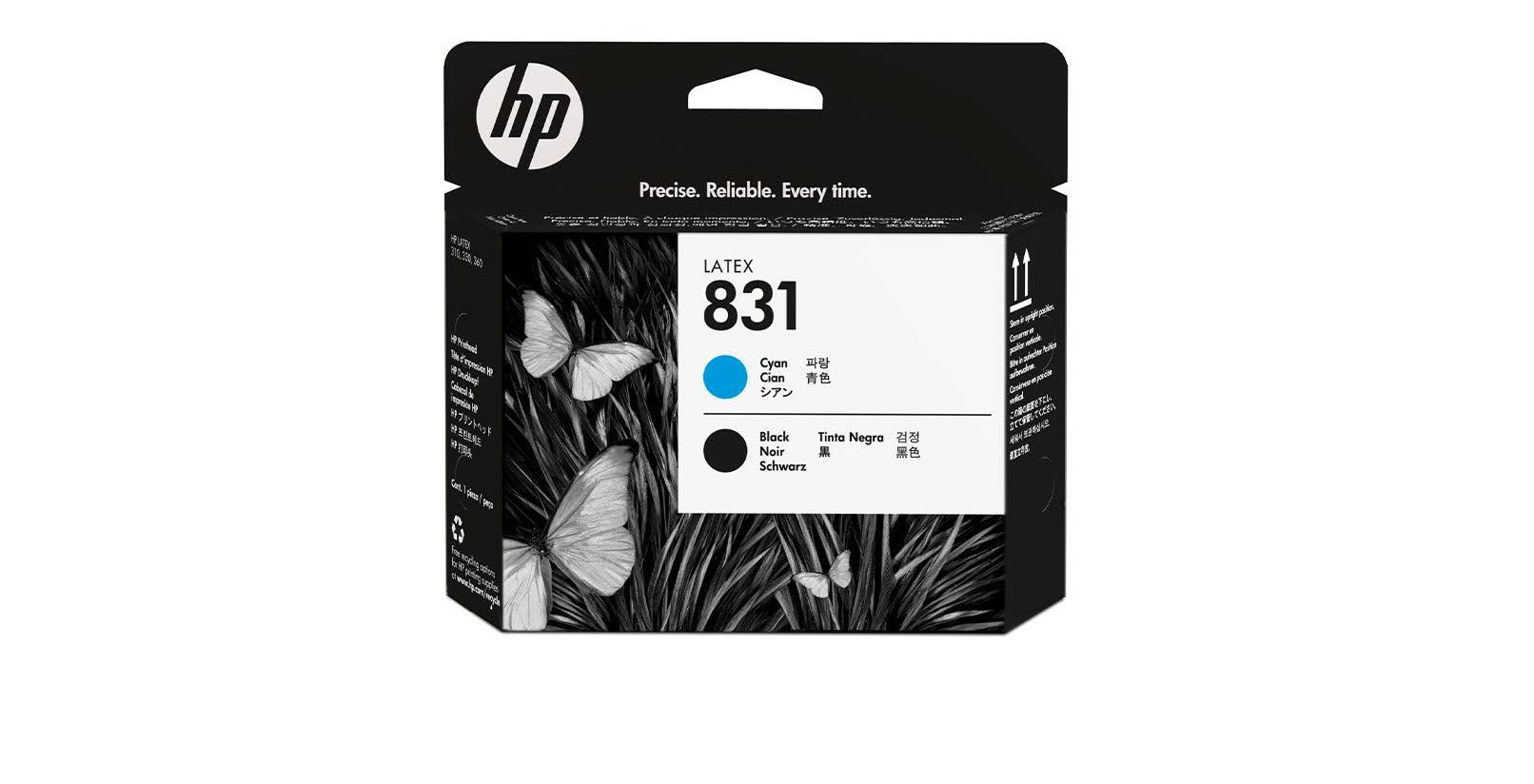 HP 831 Inkhead, Cyan/Black - 1-pack