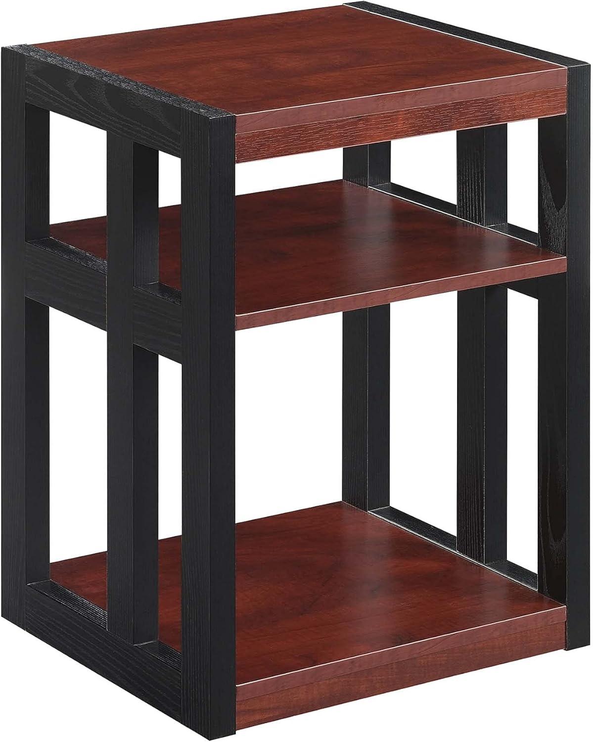 Convenience Concepts Monterey End Table with Shelves, Faux Birch/Black Pack of 2
