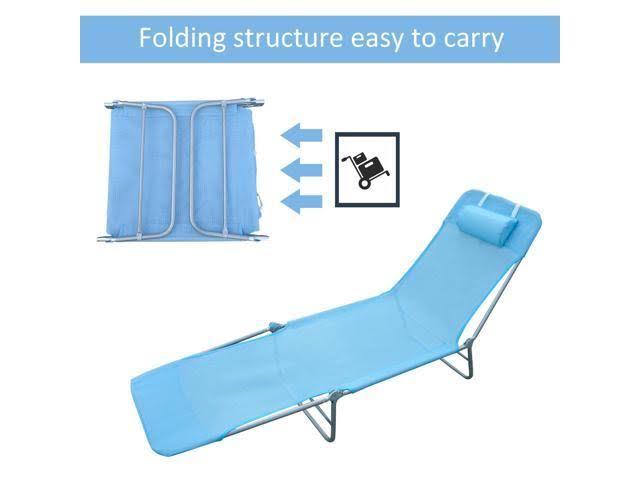 Outsunny Adjustable Reclining Beach Sun Lounge Chair - Blue