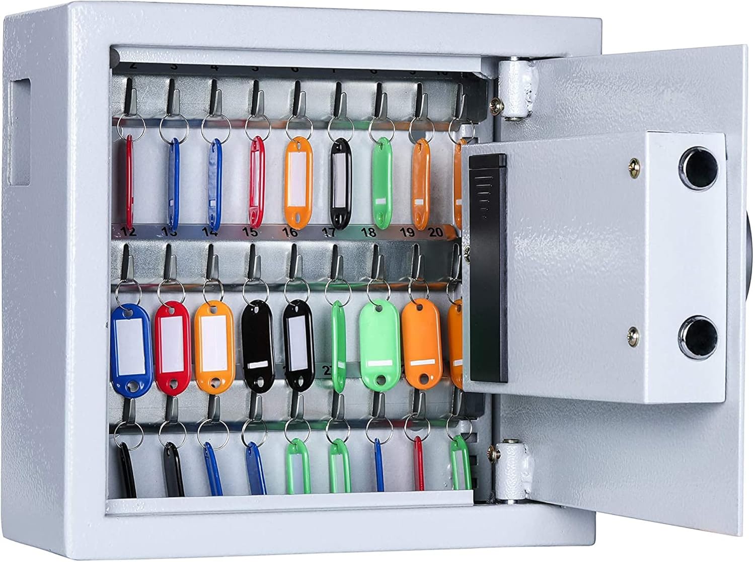 Key Cabinet with Digital Lock - Heavy Duty Secured Storage, Lock Box with Key Tags Wall Mounted Metal Steel Key Safe - Ideal for Home Hotels Schools & Businesses (30 Keys Capacity)
