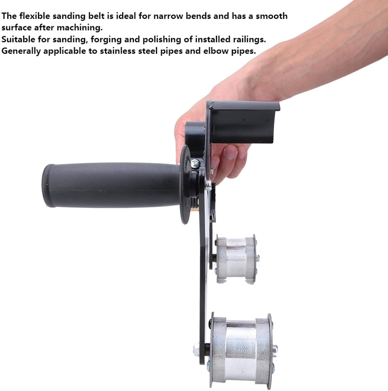 70 Portable Handle Round Tube Belt Sanders Polisher Grinding Polishing Machine for Stainless Steel Pipes and Elbow Pipes