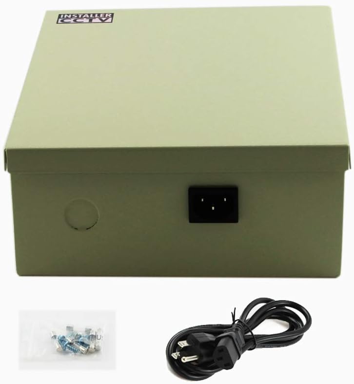 InstallerCCTV 18 Outputs 12 Amp 12V DC CCTV Distributed Power Supply Box for Security Camera, UL Listed Pack of 2