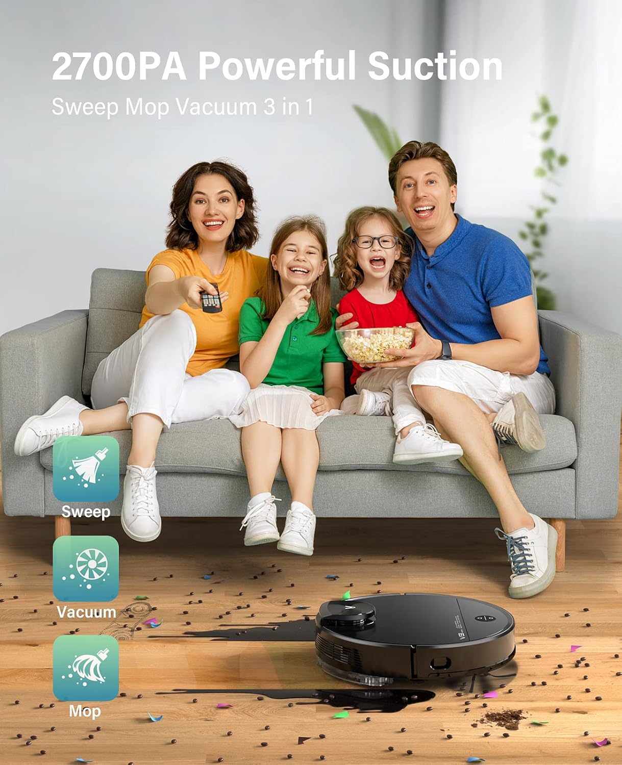 VIOMI V3 Max Robot Vacuum Cleaner, Robot Vacuum and Mop Lidar Navigation 2700Pa 300 Min Runtime Self-Charging, Sweeping Robot Works with Alexa Google Assistant Ideal for Pet Hair, Carpets
