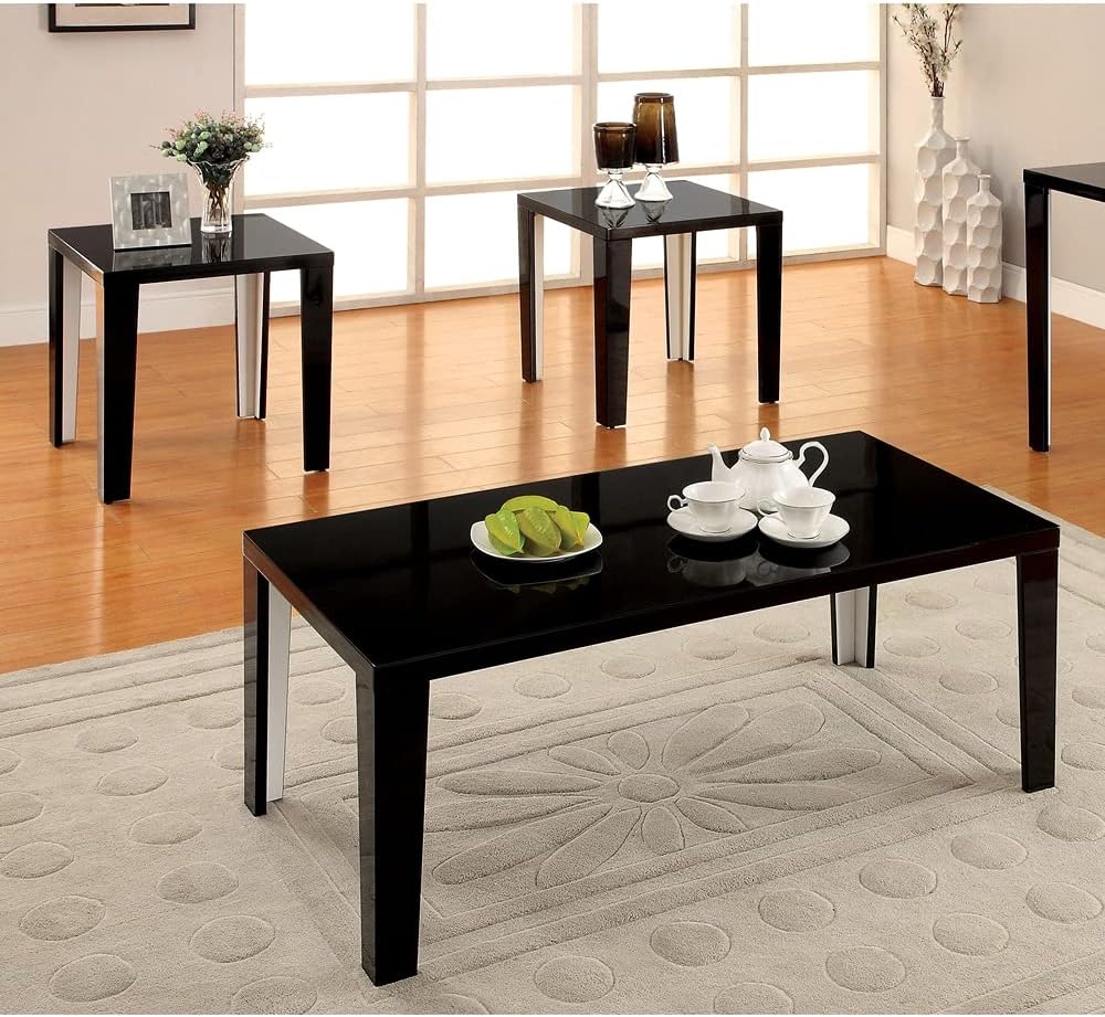Furniture of America Ziyon 2-Tone 3-Piece Accent Table Set Black
