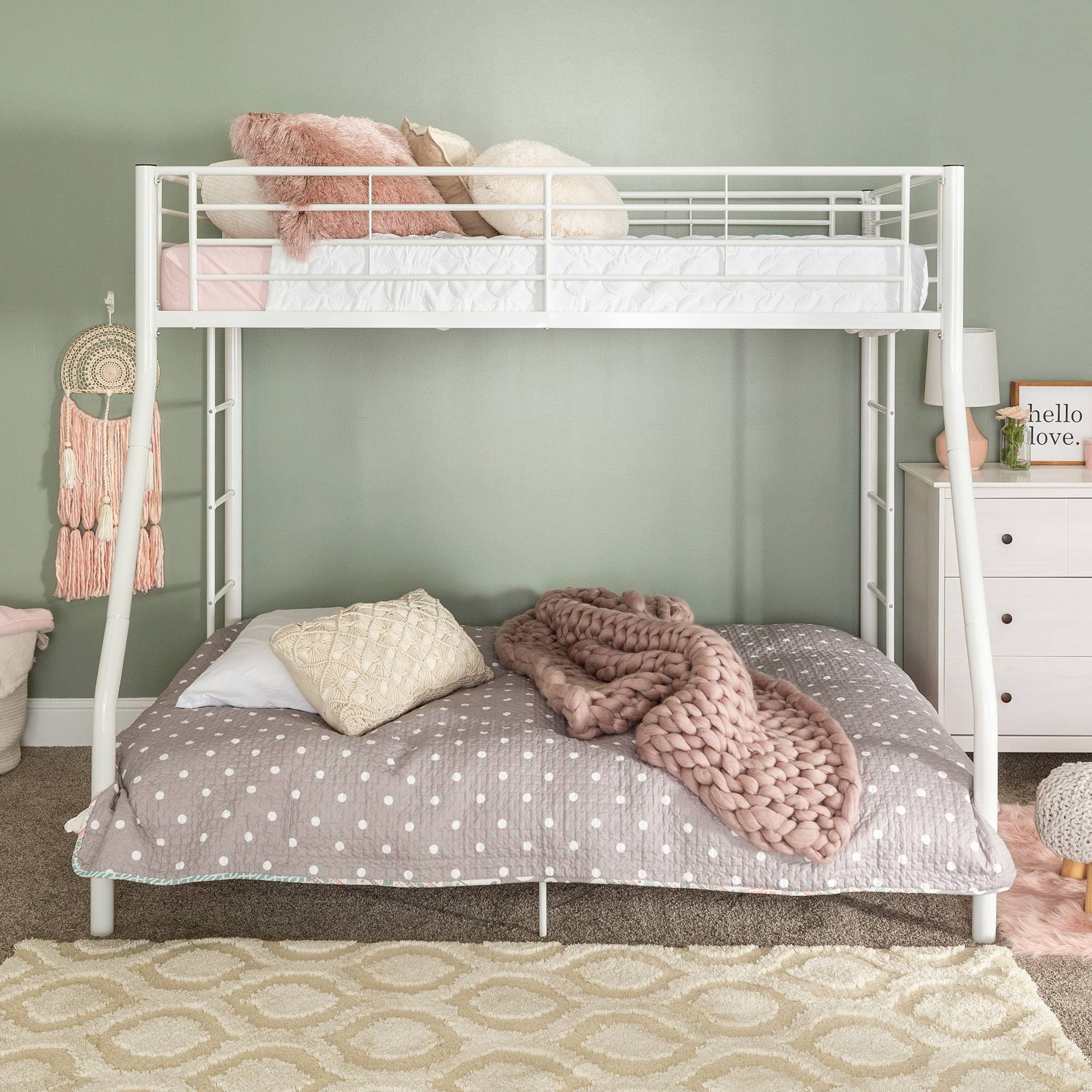 Twin Over Full Analise Metal Bunk Bed White - Saracina Home