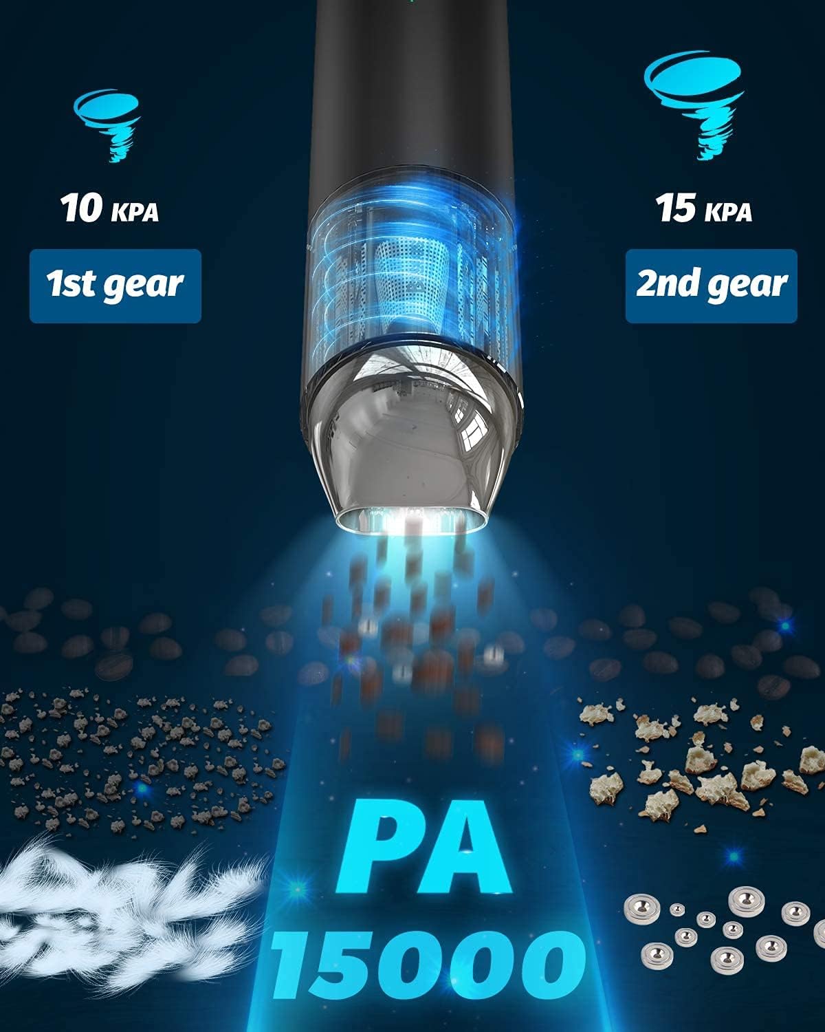 Baseus Handheld Vacuum Cordless, High Power, Portable, Rechargeable Hand Vacuum, Adjustable Suction Power, LED Light, for Car/Home/Office/Pet Hair