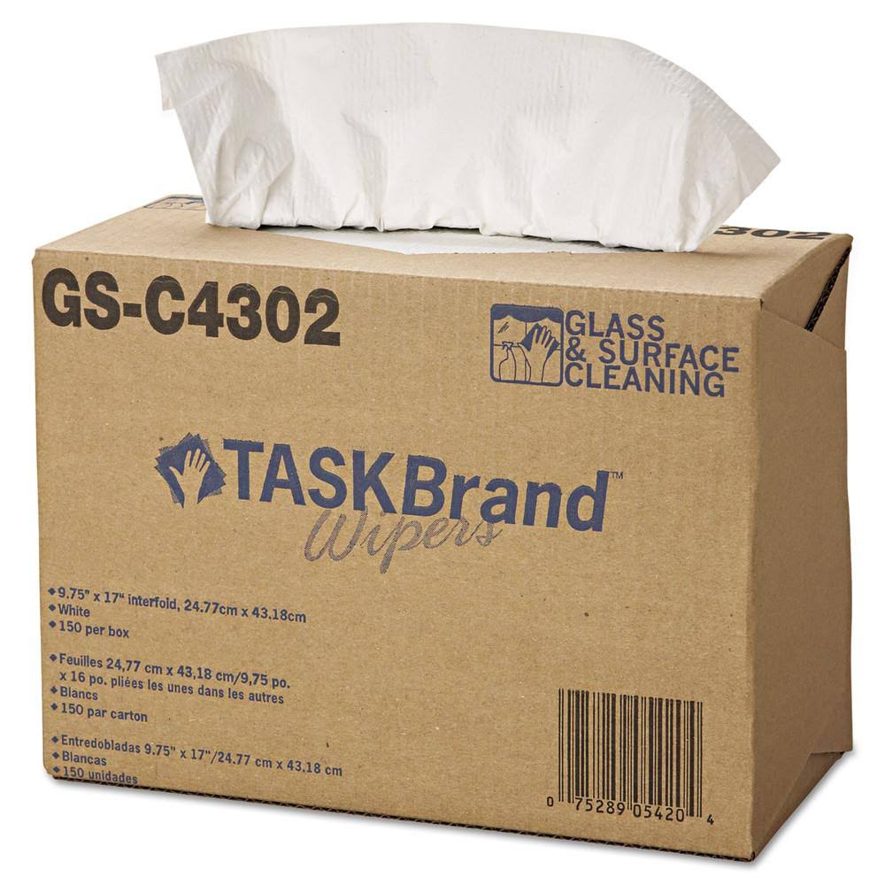TASKBrand Glass and Surface Wipers, White, 150/Box, 6 Boxes/Ctn (HOSNE025IDW)