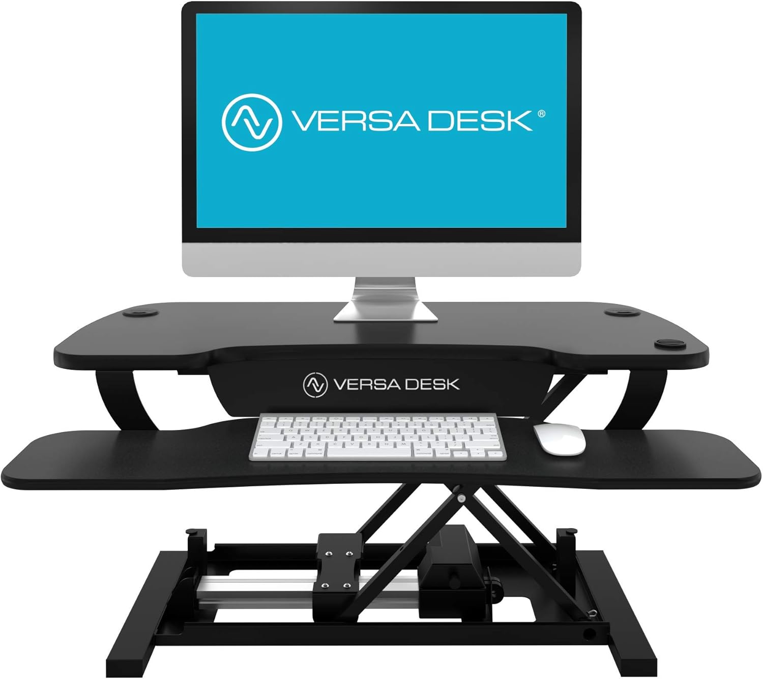 VersaDesk Power Pro USA Manufactured | Electric Height-Adjustable Desk Riser | Standing Desk Converter | Sit to Stand Desktop with Keyboard + Mouse Tray | 36
