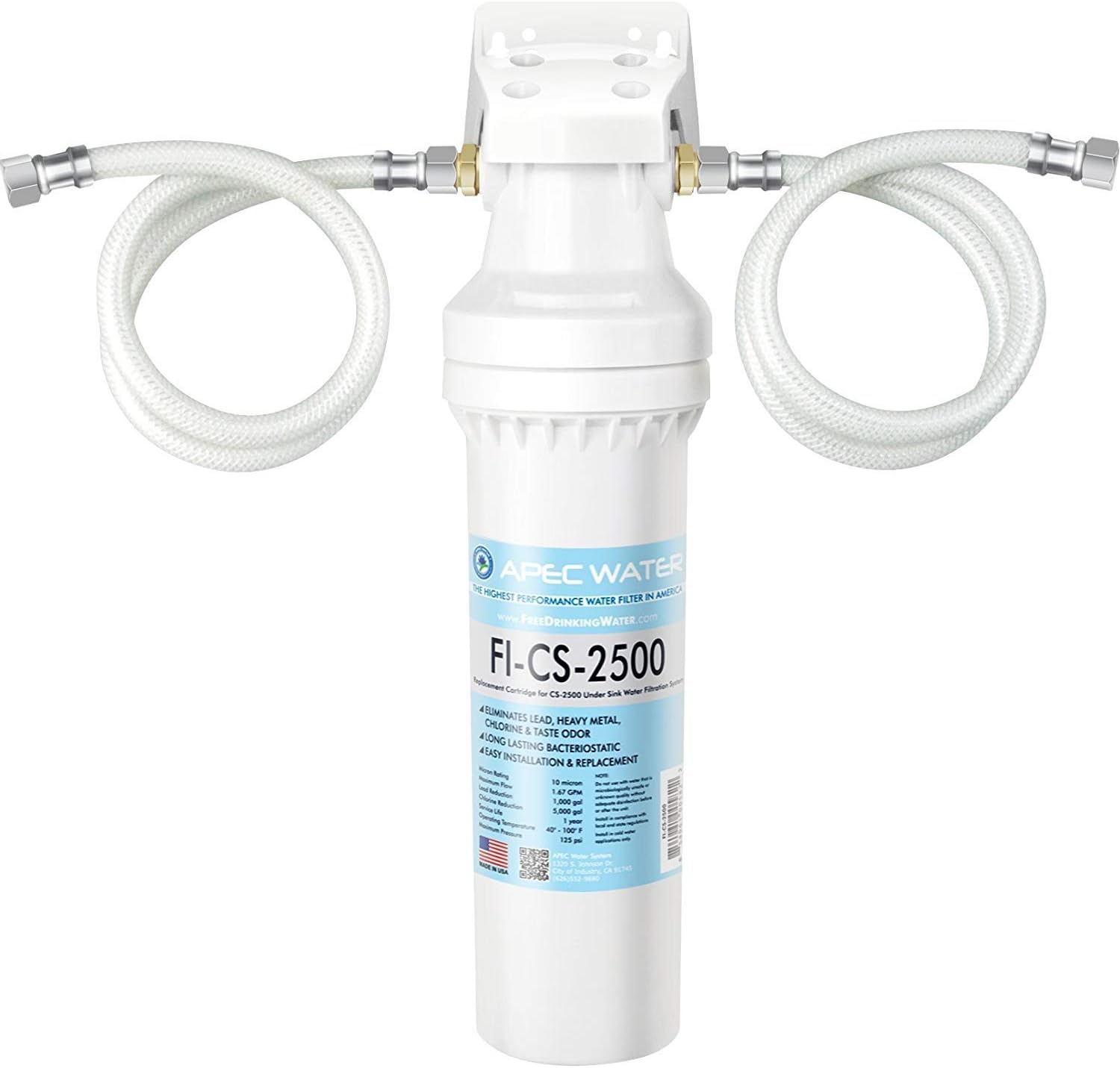APEC Water Systems CS-2500 Ultra High Capacity Undersink Water Filtration System Premium Quality US Made Filter