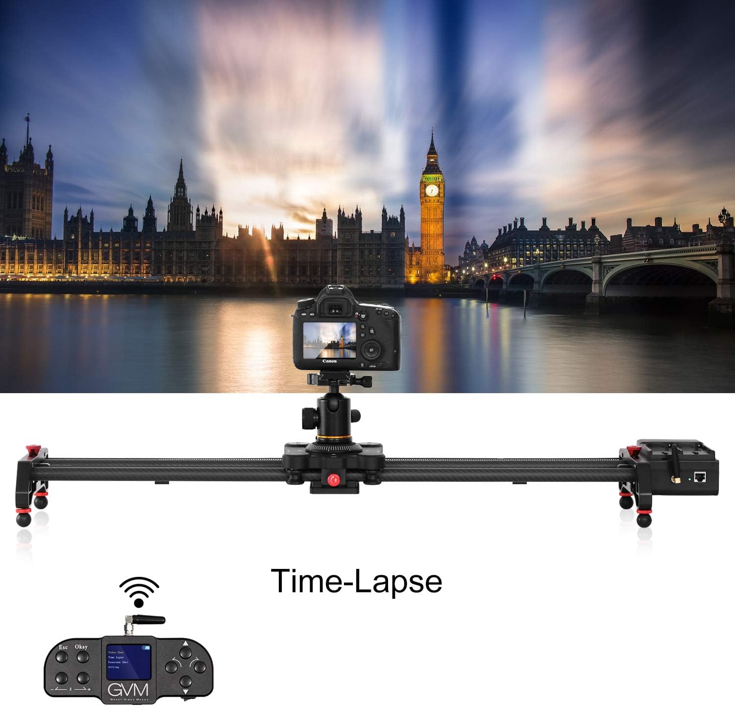 GVM Video Slider,Wireless Carbon Fiber Motor Camera Slider with Bluetooth Remote & Mobile App Control,31”/80cm Electronic Camera Slider Auto Loop Track System Shooting Equipped