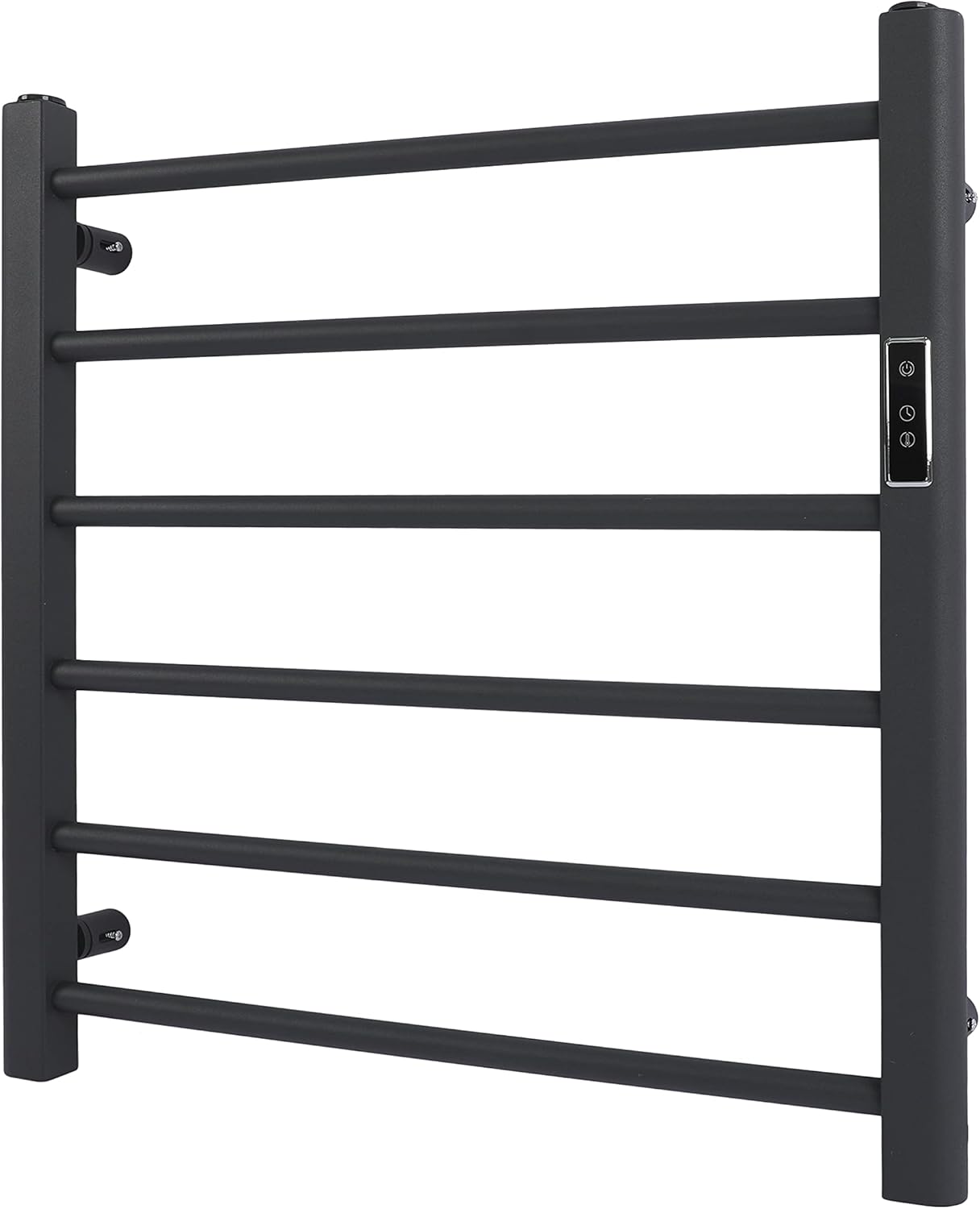 DELAVIN 6-Bar Bathroom Towel Warmer Electric Heated Towel Rack, Wall Mounted Towel Heater with Hardwired and Plug in Options, Timer and Temperature Control, Mild Steel Frame, Matte Black