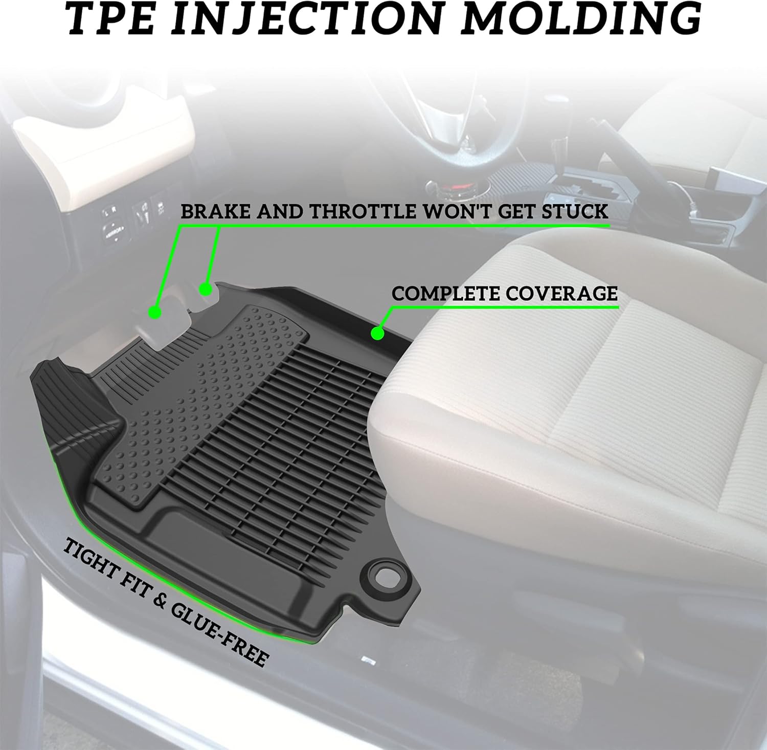 TPE Floor Mats for RAV4 13-18, KEWISAUTO Black Front Rear 2 Row Floor Liner All Weather Protection Slush Mat Liner Set for Toyota RAV4 (Non-Hybrid) 2013-2018 Accessories