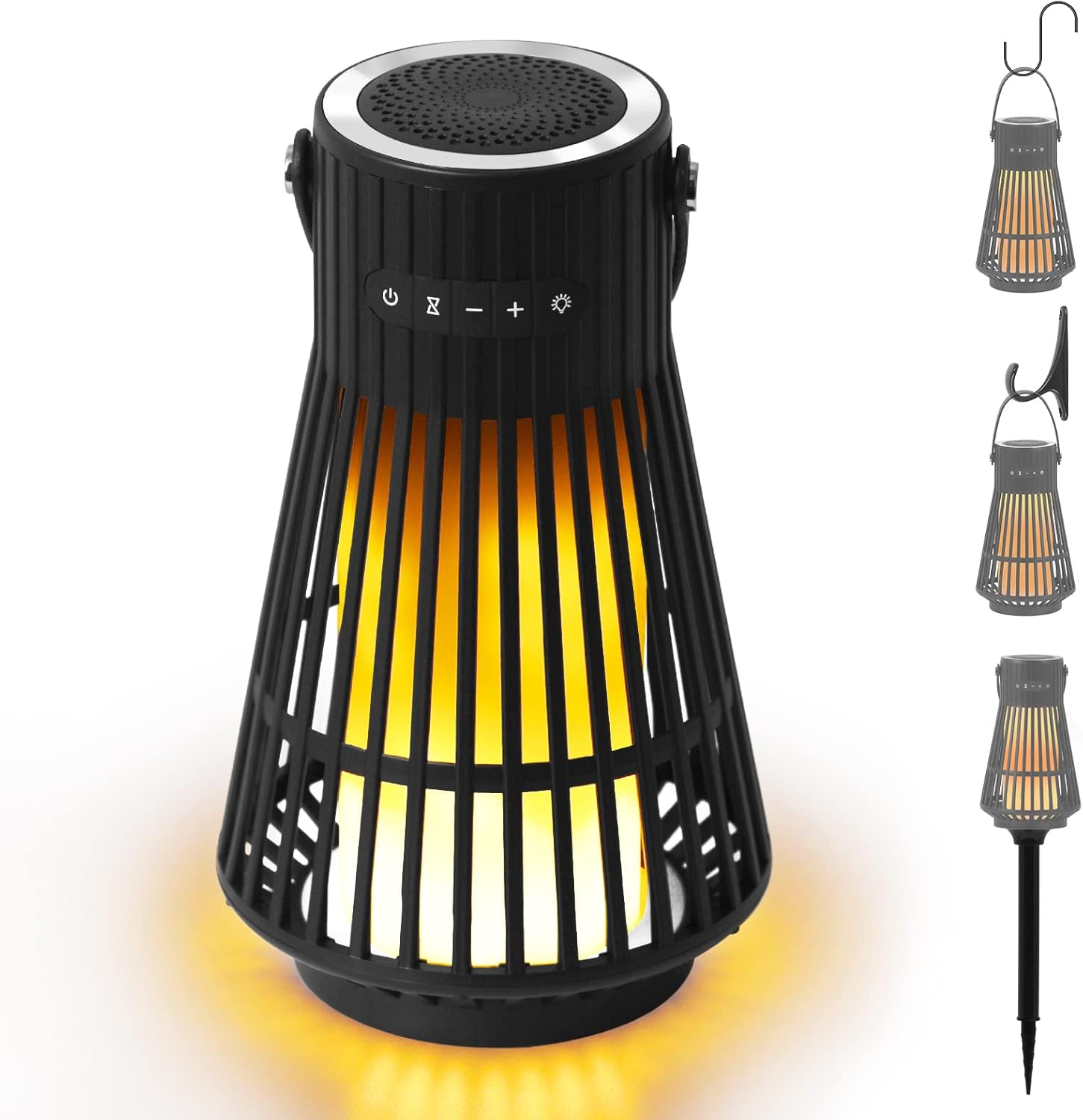 Outdoor Bluetooth Speaker,Tesoorda Flickering Flame Effect Speaker,Sync Up to 100 Speakers,Portable Waterproof Wireless Speaker with Wall Mount Hook&S Hook&Stake for Camping,Patio,Party 1Pack