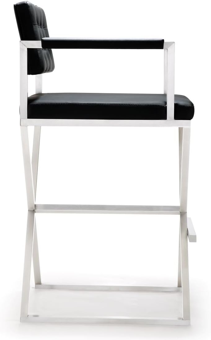 Tov Furniture Director Stainless Steel Barstool, Black