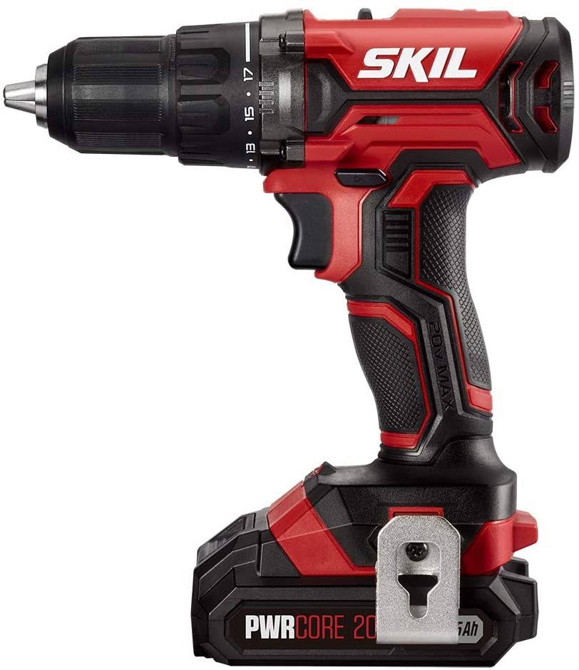Skil 4-Tool Combo Kit: 20V Cordless Drill Driver, Impact Driver, Reciprocating Saw and LED Spotlight, Includes Two 2.0Ah