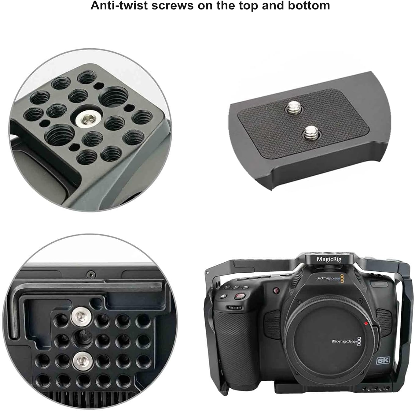 MAGICRIG Camera Cage Kit Compatible with BMPCC 6K Pro for Blackmagic Design Pocket Cinema BMPCC 6K Pro