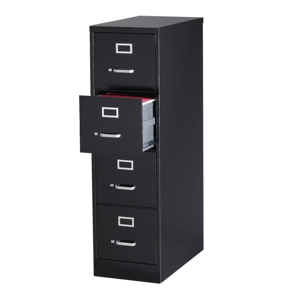 WorkPro 25x22D 4-Drawer Metal Vertical File Cabinet, Black