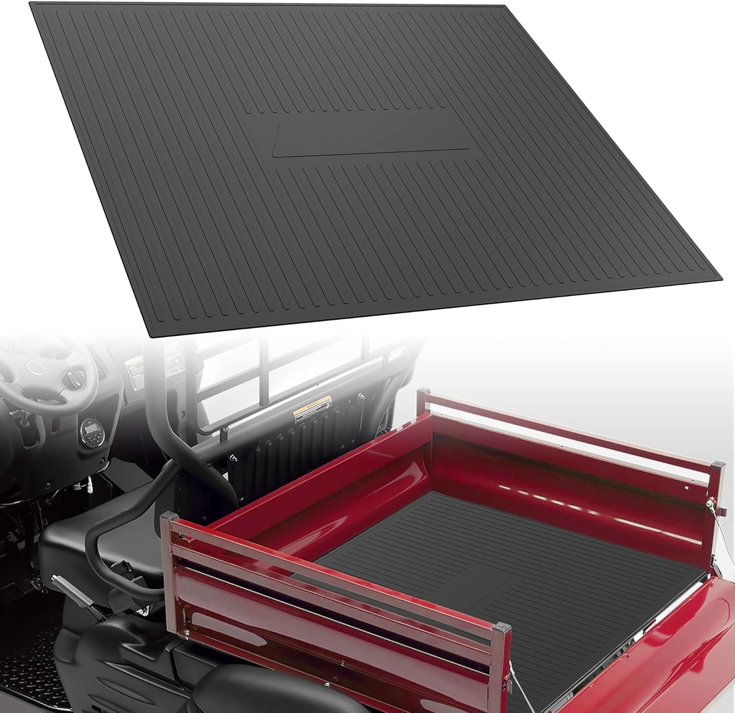 SAUTVS Rubber Cargo Bed Mat for Mule SX 610, TPE Rear Cargo Mat All Weather Protector Slush Liner for Kawasaki Mule SX 2017-2021 / Mule 610 600 2005-2016 Accessories (Replace #KAF550-030)