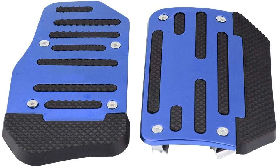 Brake Pedal Cover,Alloy Nonslip Accelerator Pad Cover for Automatic Vehicles AT Car(Blue)