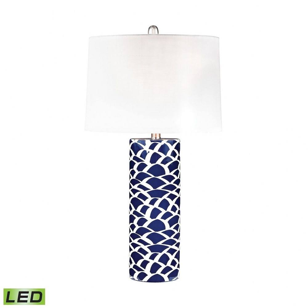 Transitional Style w/ Coastal/Beach inspirations - Ceramic 9.5W 1 LED Table Lamp - 28 Inches Tall 16 Inches Wide Navy Blue/White