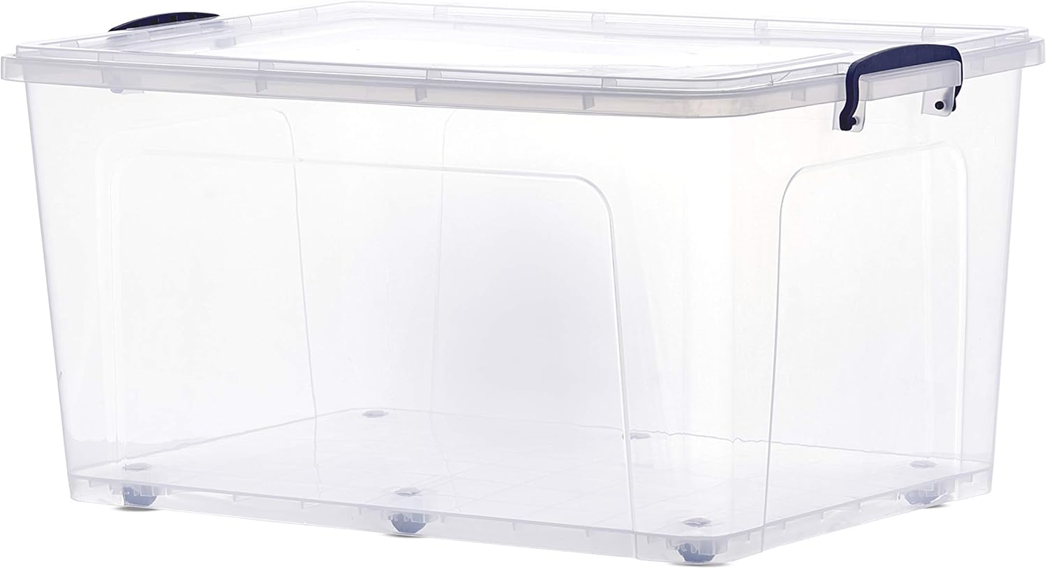Superio Storage Container Opaque, Clear with Blue Handles 32 Qt Pack of 2