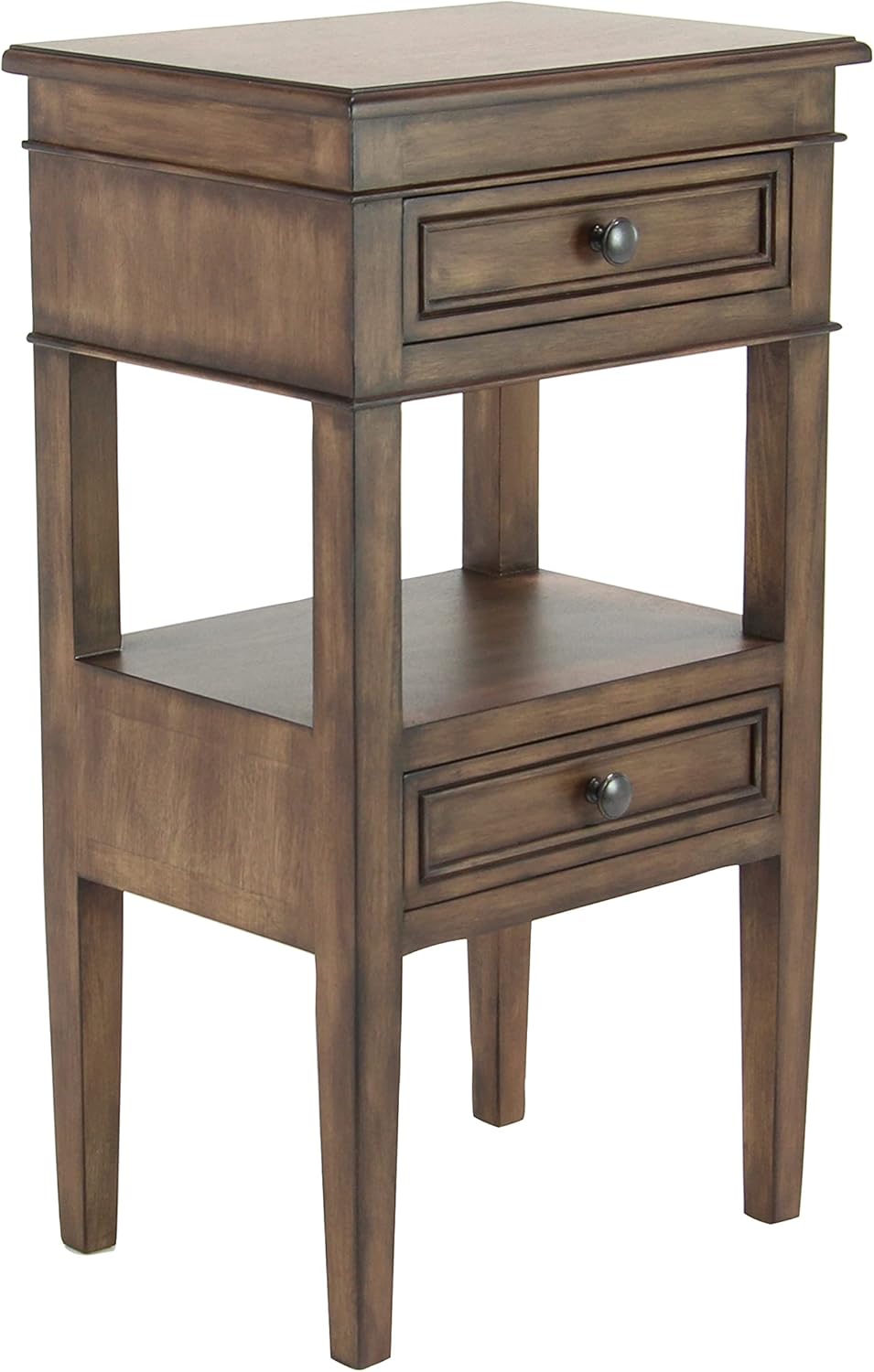 Deco 79 Traditional Pine Wood Accent Two Drawer End Table for Living Room, Night Stand for Bedroom, 16