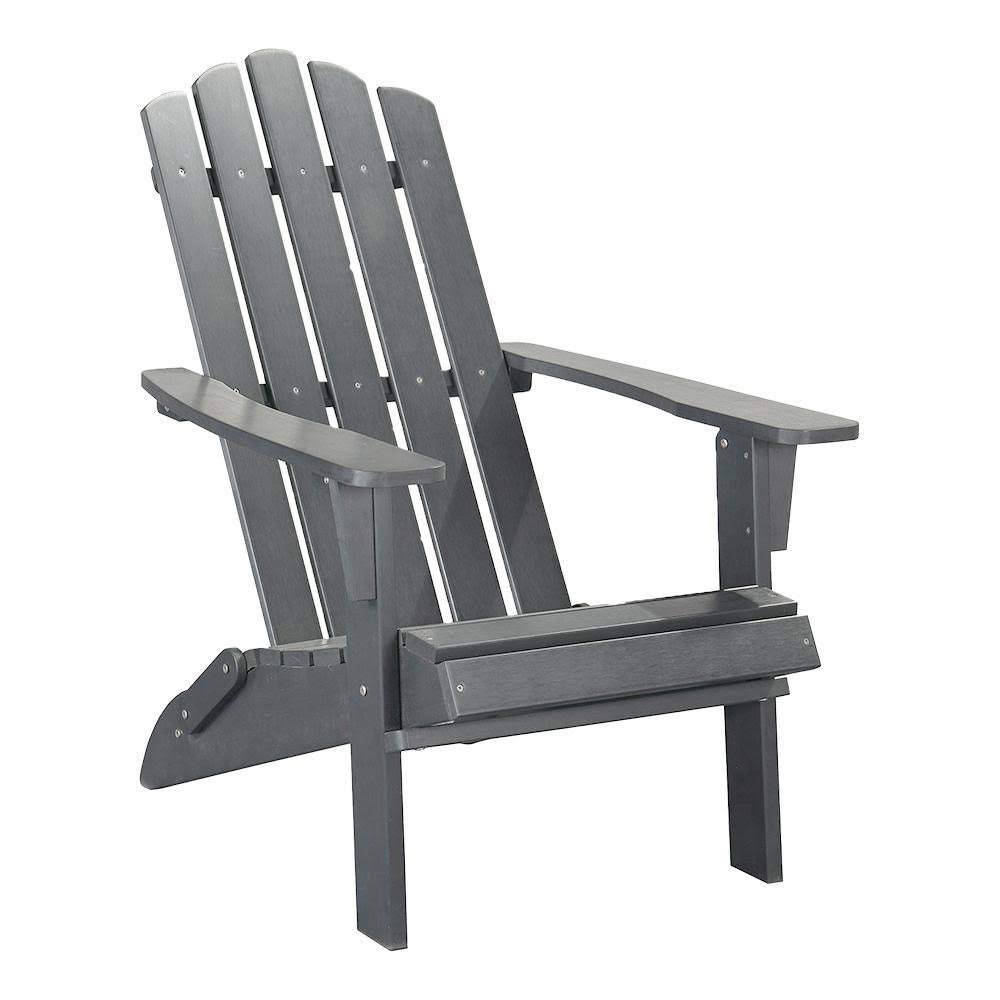 PolyTEAK Classic Grey Folding Plastic Adirondack Chair