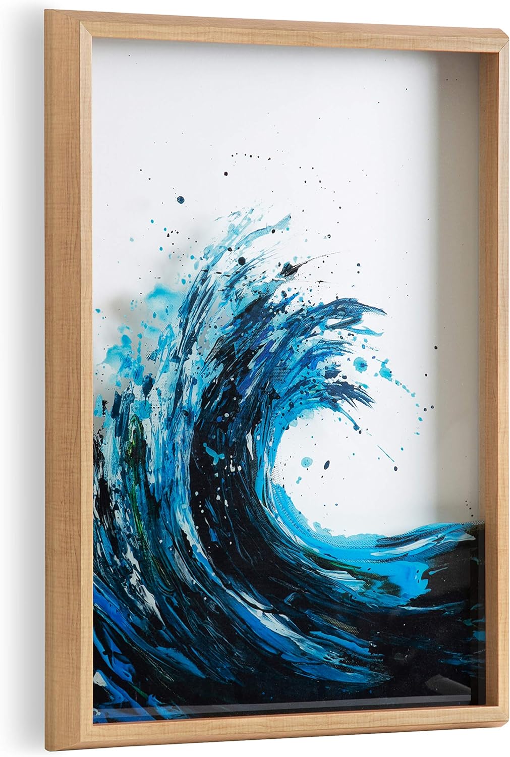 Kate and Laurel Blake Waves Framed Printed Glass Art, 18x24 Natural, Transitional Wall Decor Pack of 2