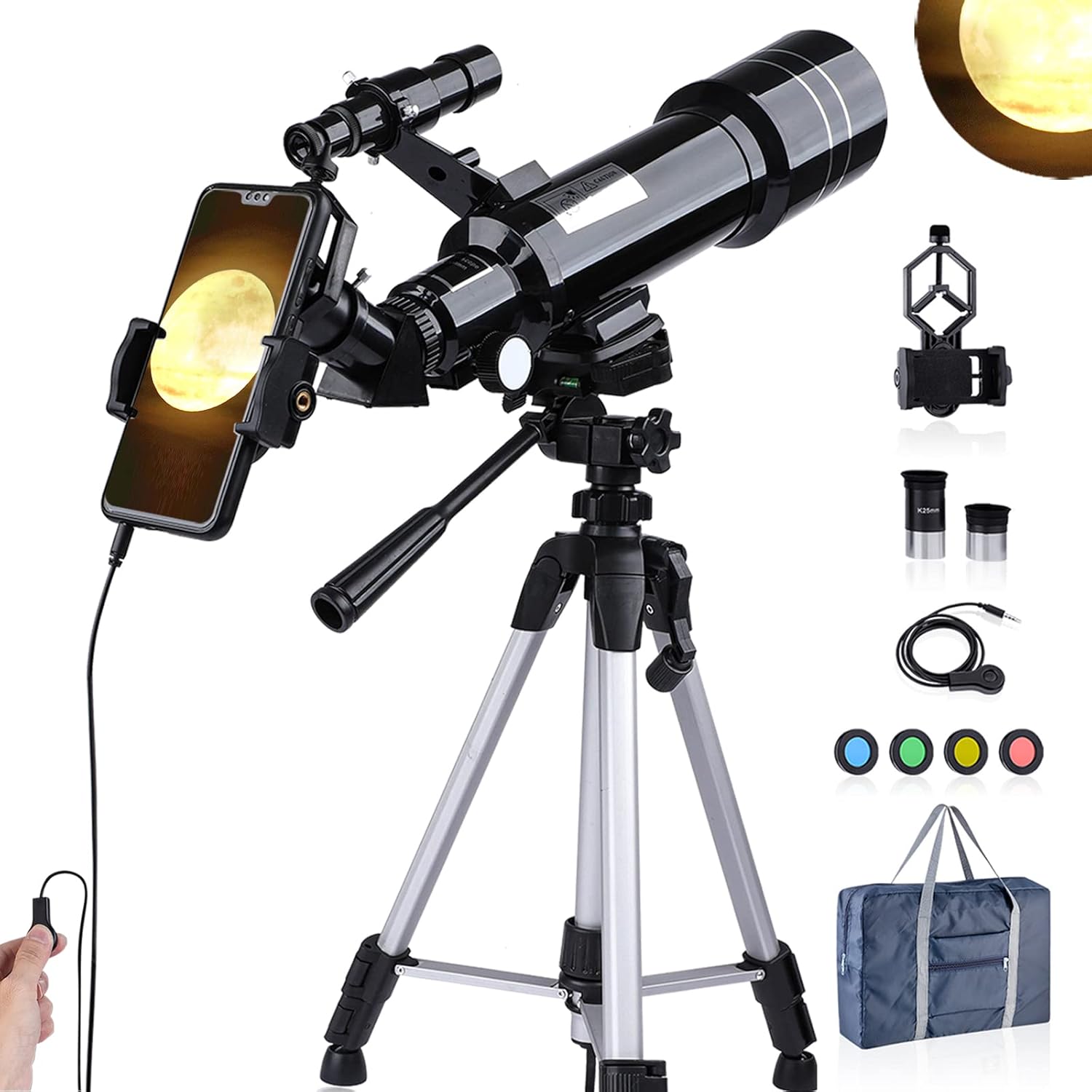 Upgraded Telescope HD 400/70mm Telescope for Kids Adults Refractor Astronomy Telescope - Watching The Moon, Bird Watching, Viewing The Natural Scenery, Viewing The City Scenery, Watching The Animals
