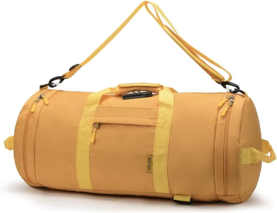 Duffle Backpack Travel Gym Bag with RFID and Security Lock (Butterscotch)
