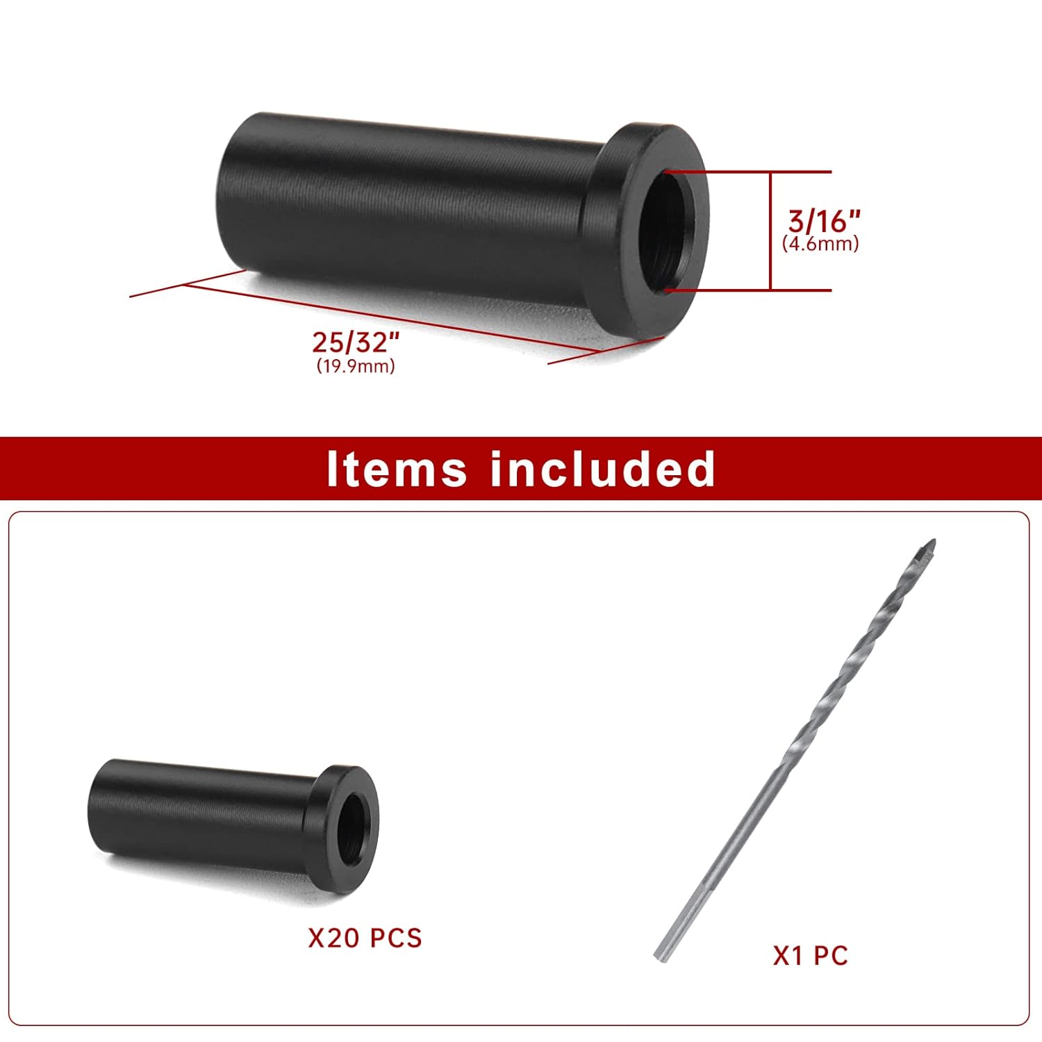 Muzata 20Pack Black Cable Railing Kit Protector Sleeves Protective Grommet for 1/8