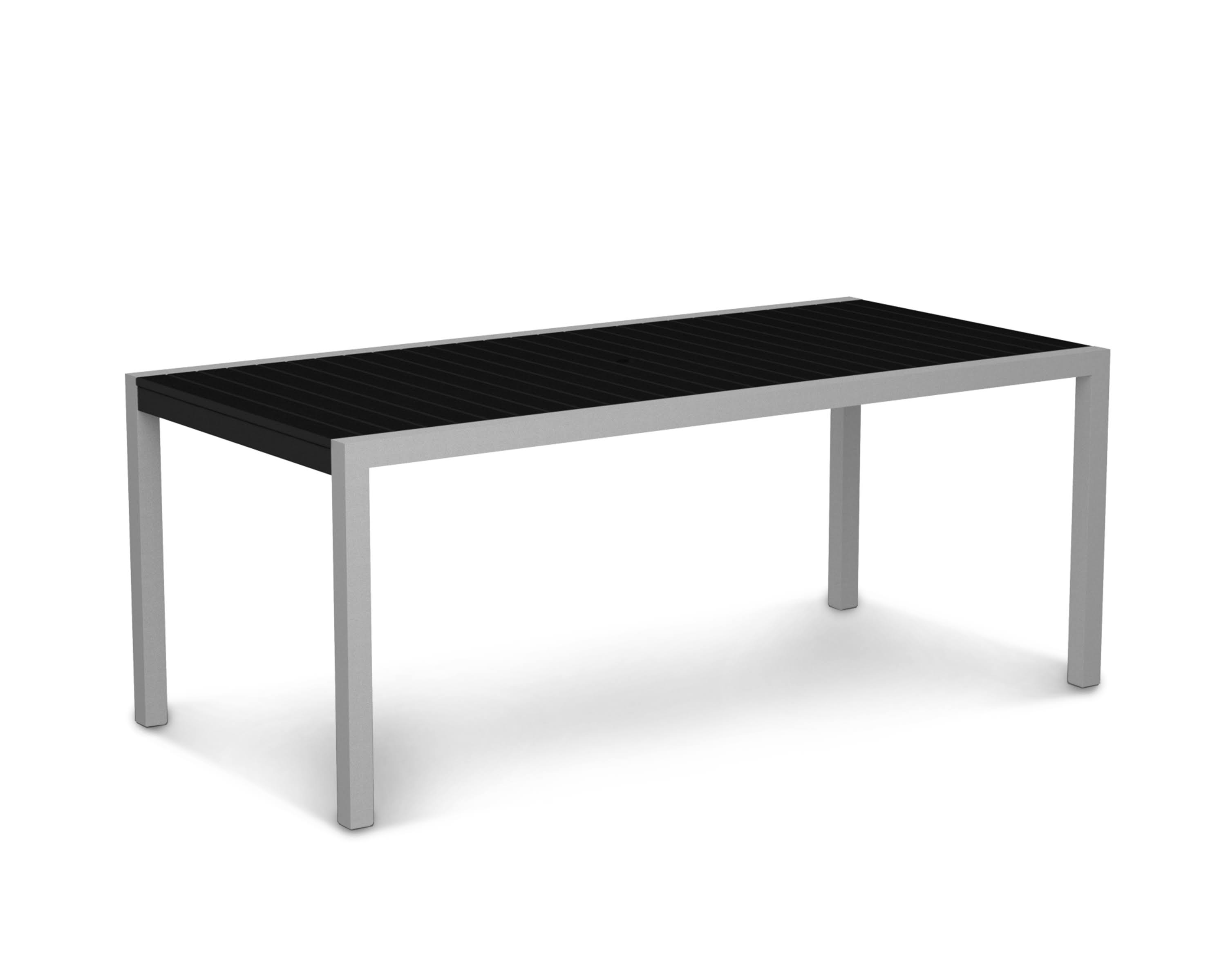 POLYWOOD Mod 36x22 x 73x22 Dining Table - Textured Silver - Black