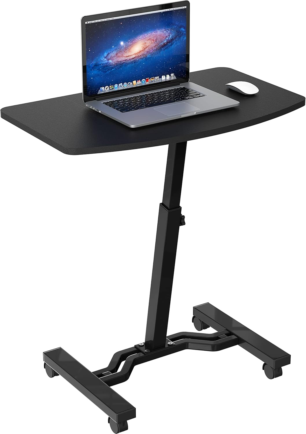 SHW Height Adjustable Mobile Laptop Stand Desk Rolling Cart, Height Adjustable from 28'' to 33'', Gray Pack of 2