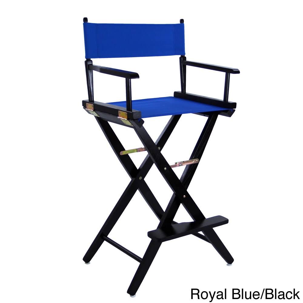 Yu Shan Co. Extra-Wide Premium 30x22 American Oak Directors Chair, Royal Blue/Black Frame