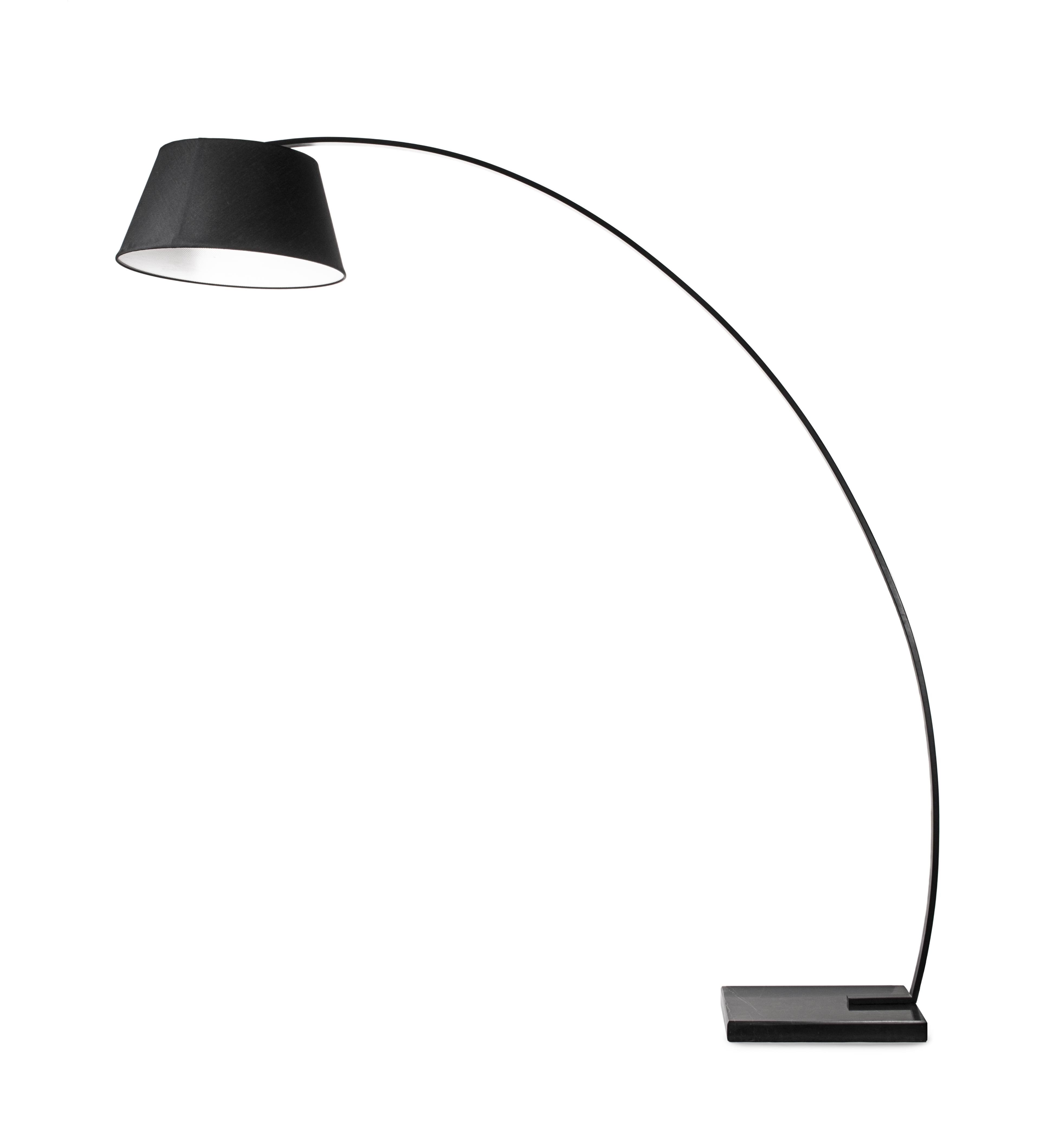 Metal Floor Lamp with Fabric Adjustable Shade and Marble Base Black