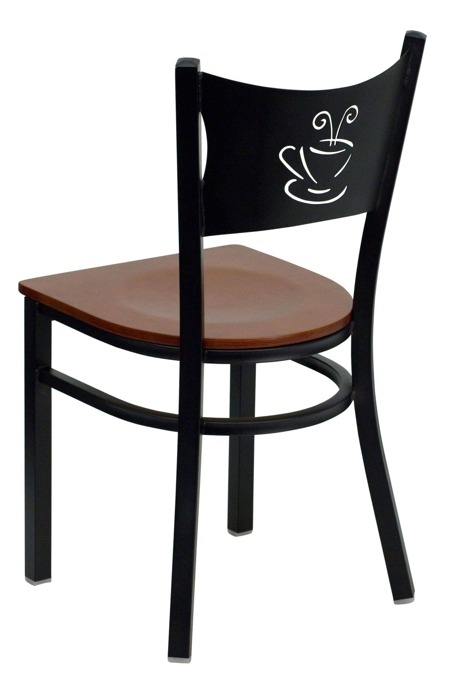 Flash Furniture Metal Restaurant Chair: Hercules Series, Black Coffee BACK, Cherry Wood Seat